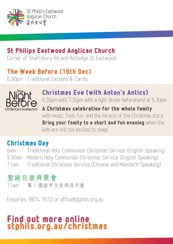 Eastwood Anglican Church's Christmas flyer