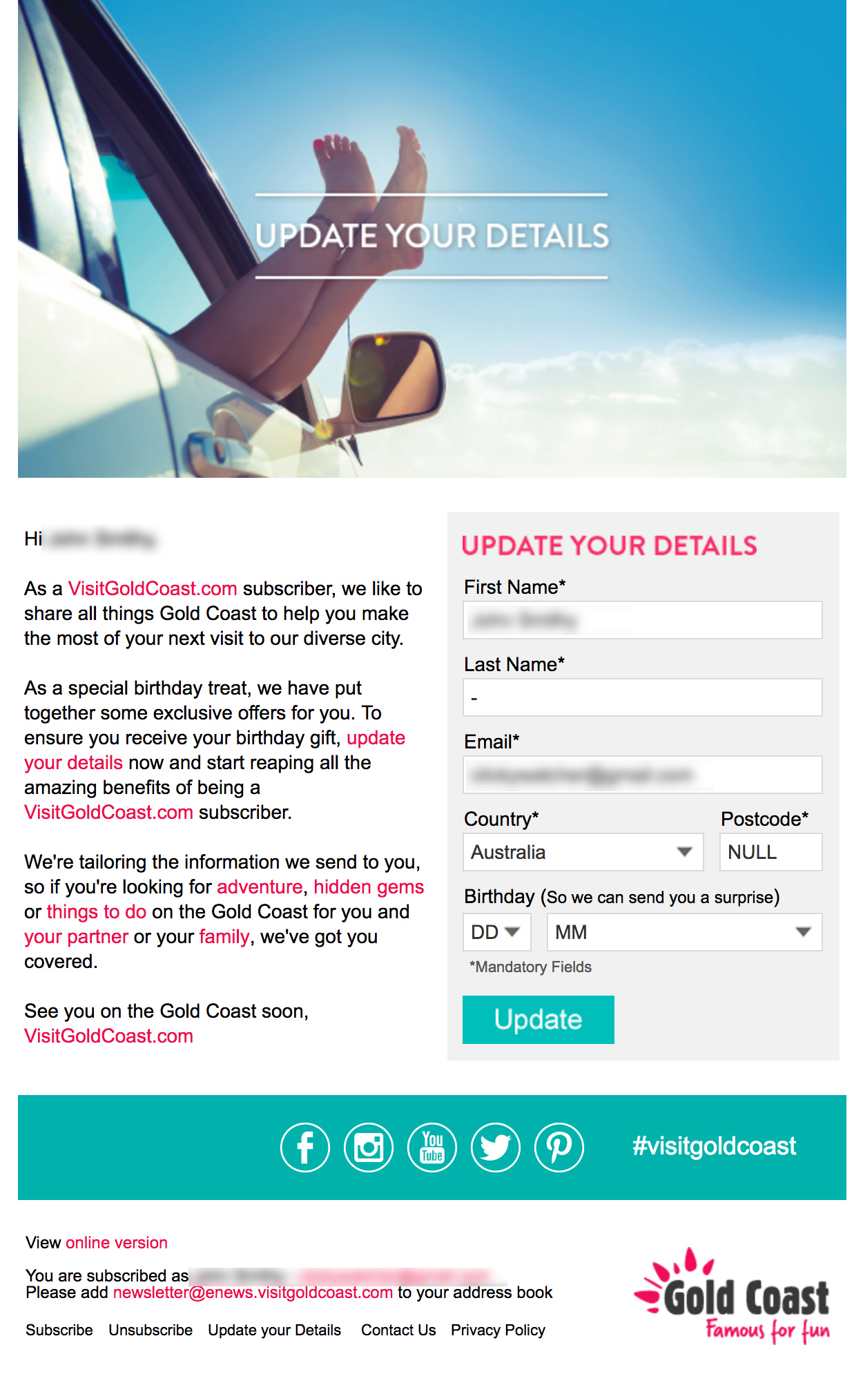 Gold Coast Email Marketing Example